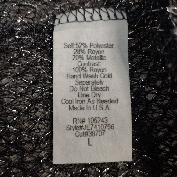 H.i.p. Cardigan Women's Gray Silver Metallic Open Front Sweater Sz L NWT - Picture 9 of 9